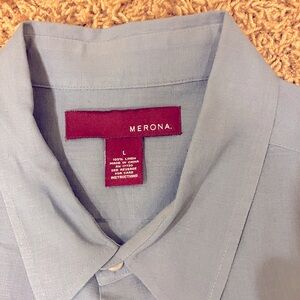 Marona men’s large 100% linen long sleeve shirt